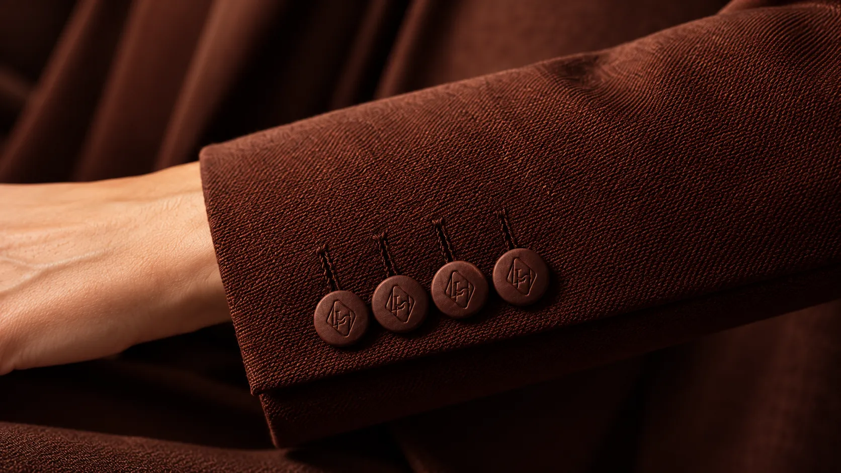 Illustrative Clay sleeve with four monogrammed buttons